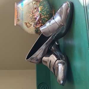 Calvin Klein Silver Metallic Loafers